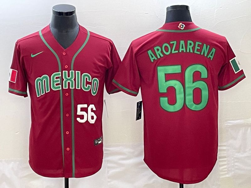 Men 2023 World Cub Mexico #56 Arozarena Red Nike MLB Jersey24